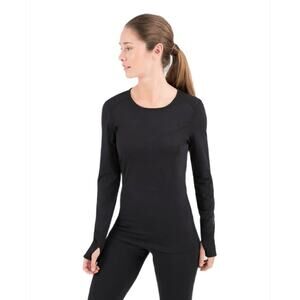 TERRAMAR‎ Black Cloud Nine Scoop Neck Baselayer Long Sleeve Shirt Size Medium